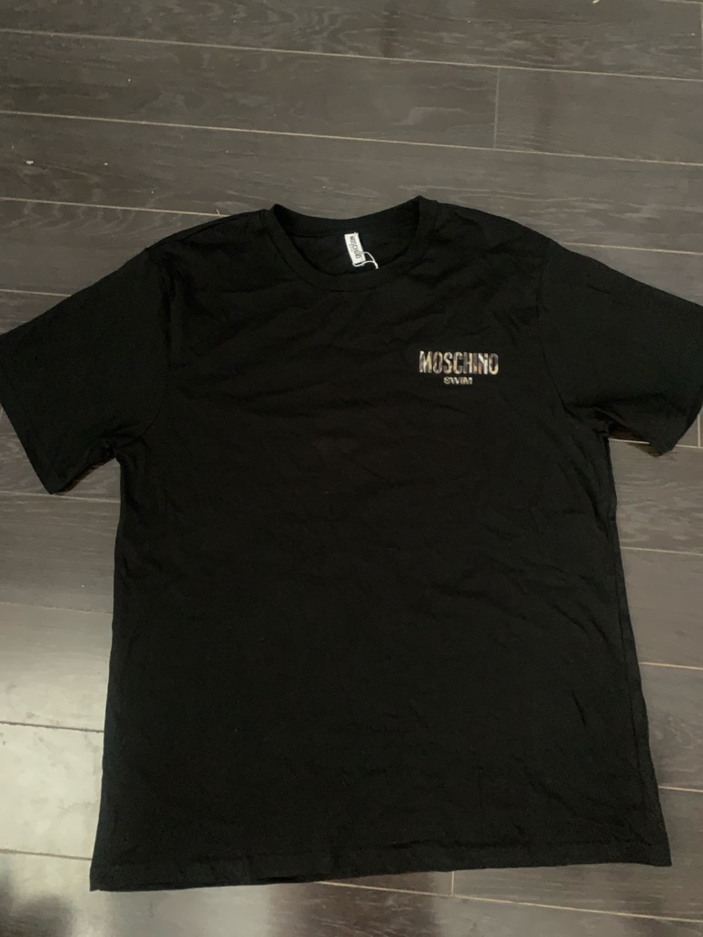 Moschino Black Crew Neck Short Sleeve Tee with Small Chest Logo